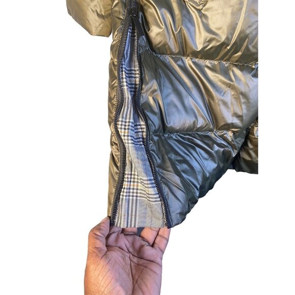 French Connection Hooded Puffer Coat Black Front Zip & Snap Pockets Size Large - Picture 4 of 9